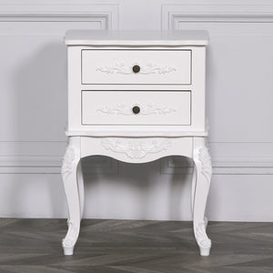 French White 2 Drawer Bedside