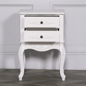 French White 2 Drawer Bedside