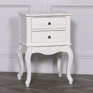 French White 2 Drawer Bedside