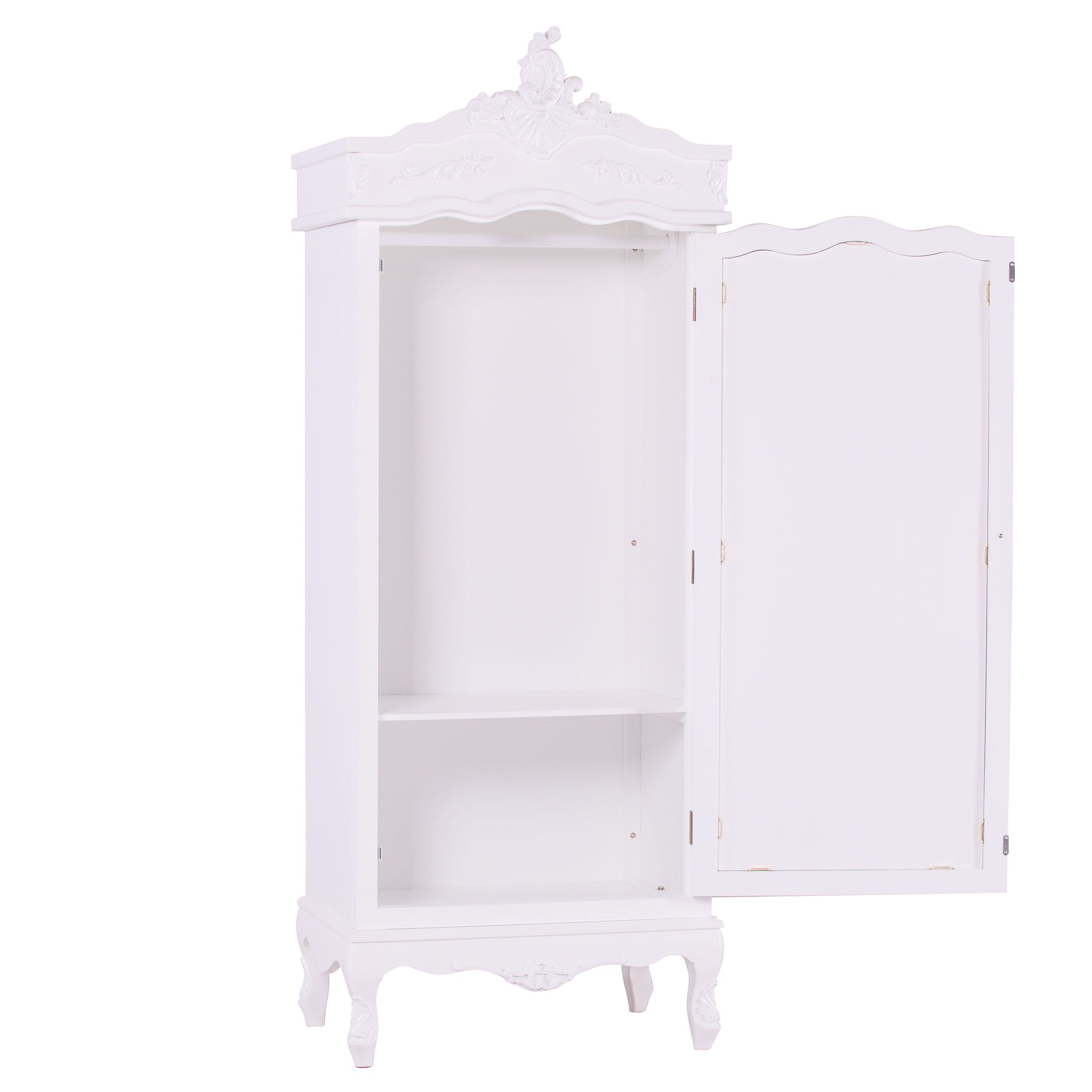 French White Single Door Armoire with Mirrored Door