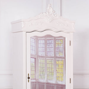 French Cream Single Door Armoire with Mirrored Door