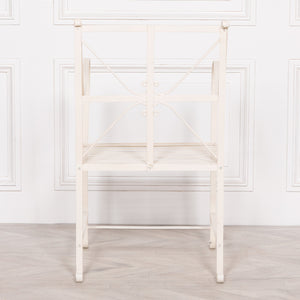 Iron Frame Off White / Cream Distressed Garden Dining Chair