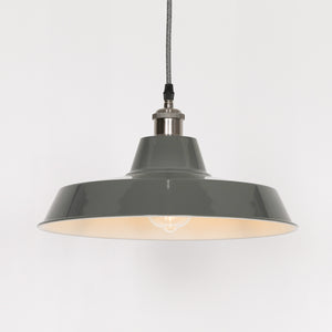 Factory Style Grey Enamel Painted 36cm Pendant Light