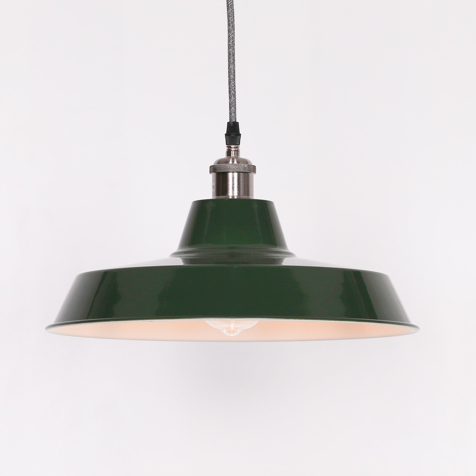 Factory Style British Green Enamel Painted 36cm Pendant Light