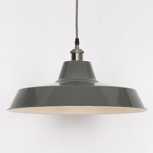 Factory Style Grey Enamel Painted 46cm Pendant Light