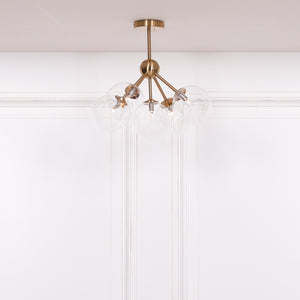 Gold Satin Deco 5 Arm Sputnik Glass Ball Ceiling Light