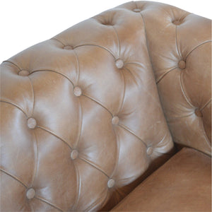 Brown Leather Double Seater Chesterfield Sofa