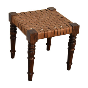 Woven Leather Footstool