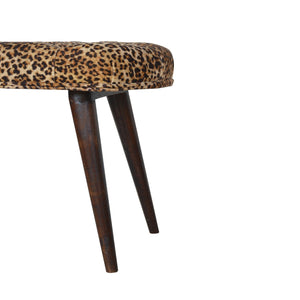 Leopard Print Cotton Velvet Deep Button Bench