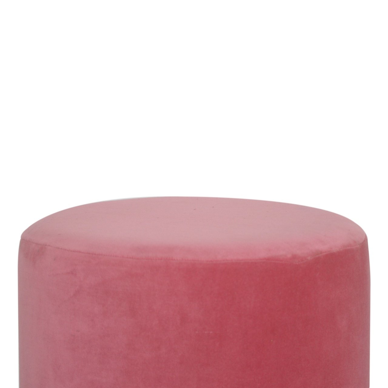 Large Pink Velvet Footstool with Gold Base