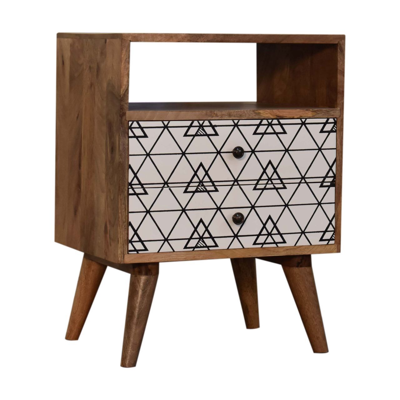 Triangle Printed Bedside with Open Slot