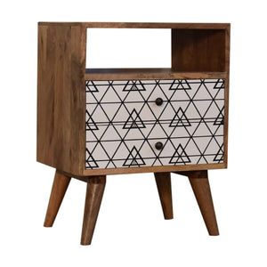 Triangle Printed Bedside with Open Slot