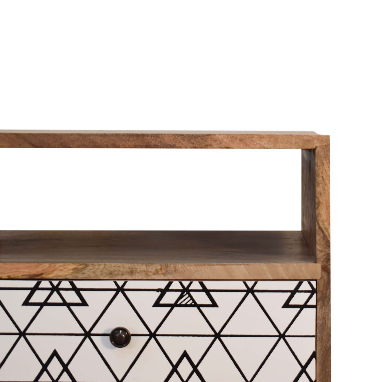 Triangle Printed Bedside with Open Slot