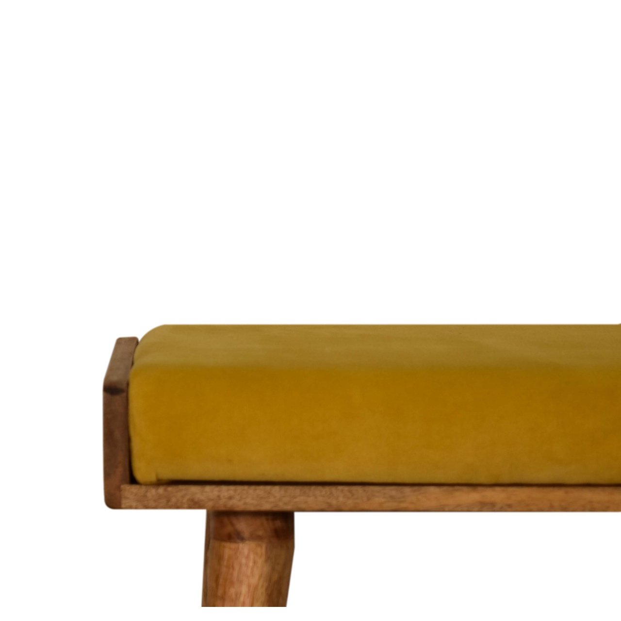 Mustard Velvet Tray Style Footstool