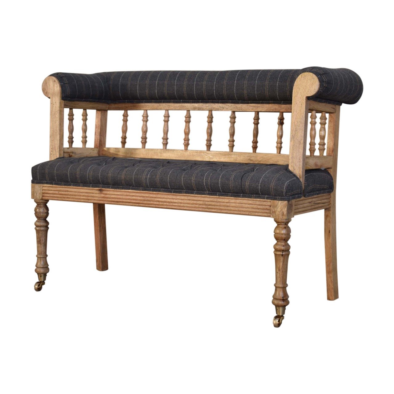 Pewter Tweed Deep Button Hallway Bench