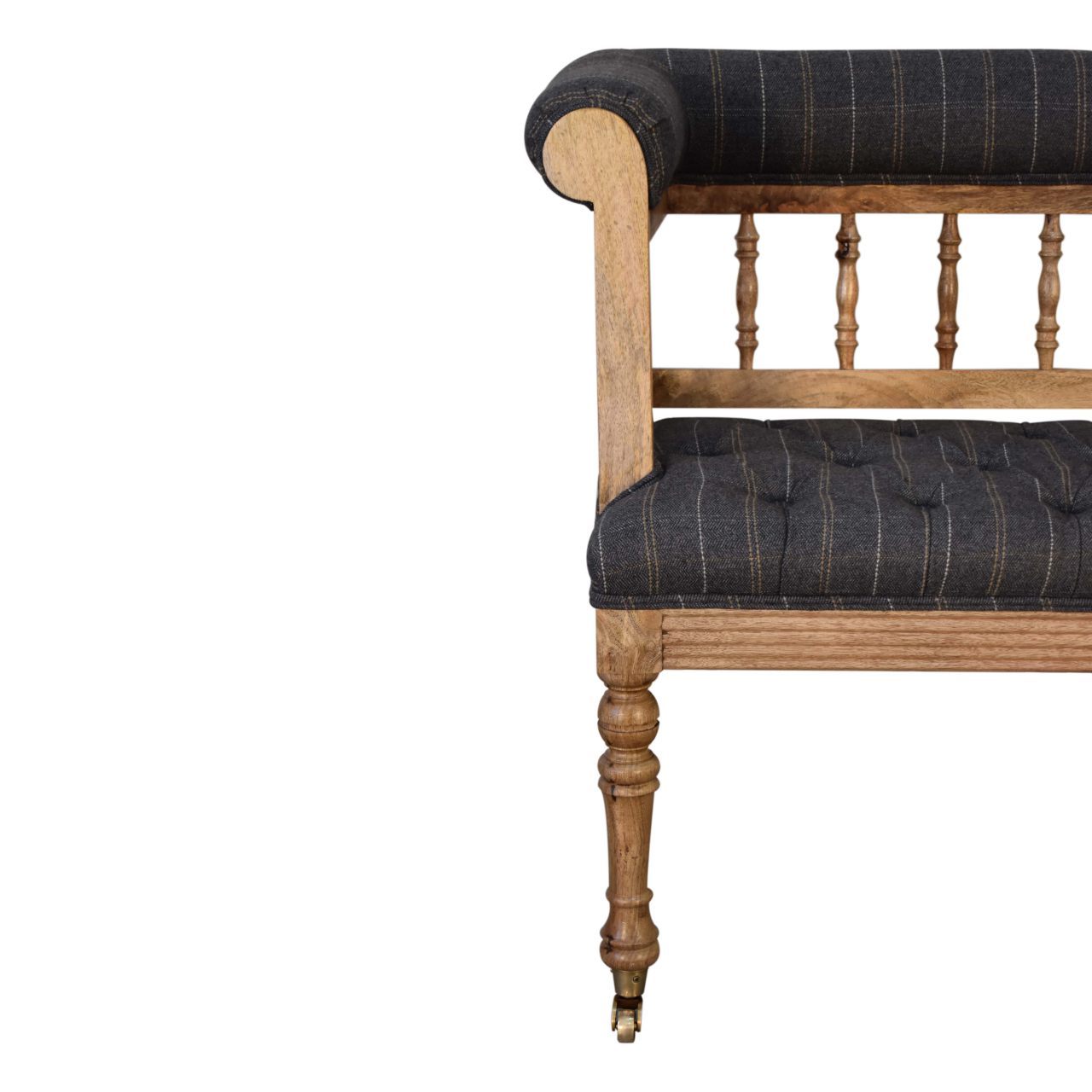 Pewter Tweed Deep Button Hallway Bench