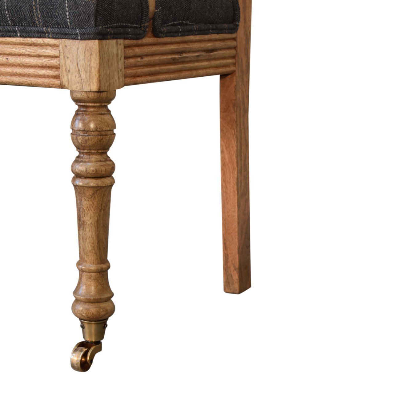 Pewter Tweed Deep Button Hallway Bench