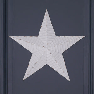 Large 74cm Distressed White Metal Decorative Wall Star