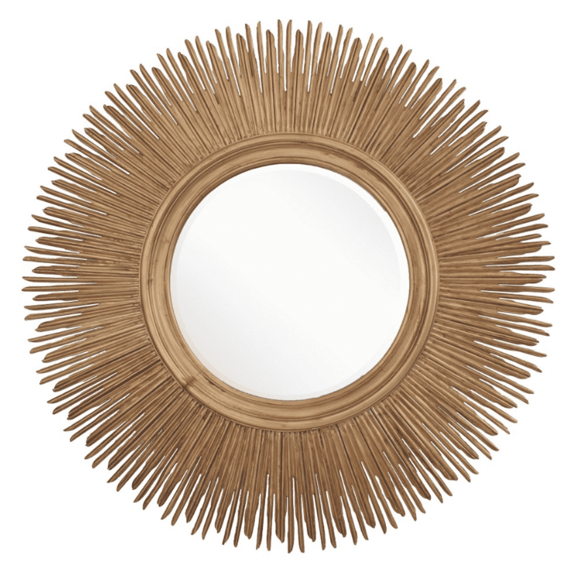 soleil antique gold finish round wall mirror