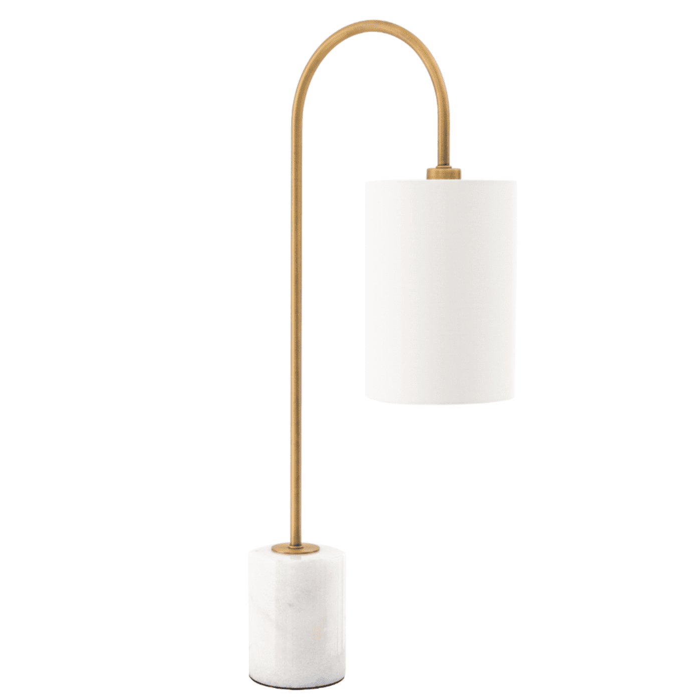 kendra table lamp white marble brass curved stem