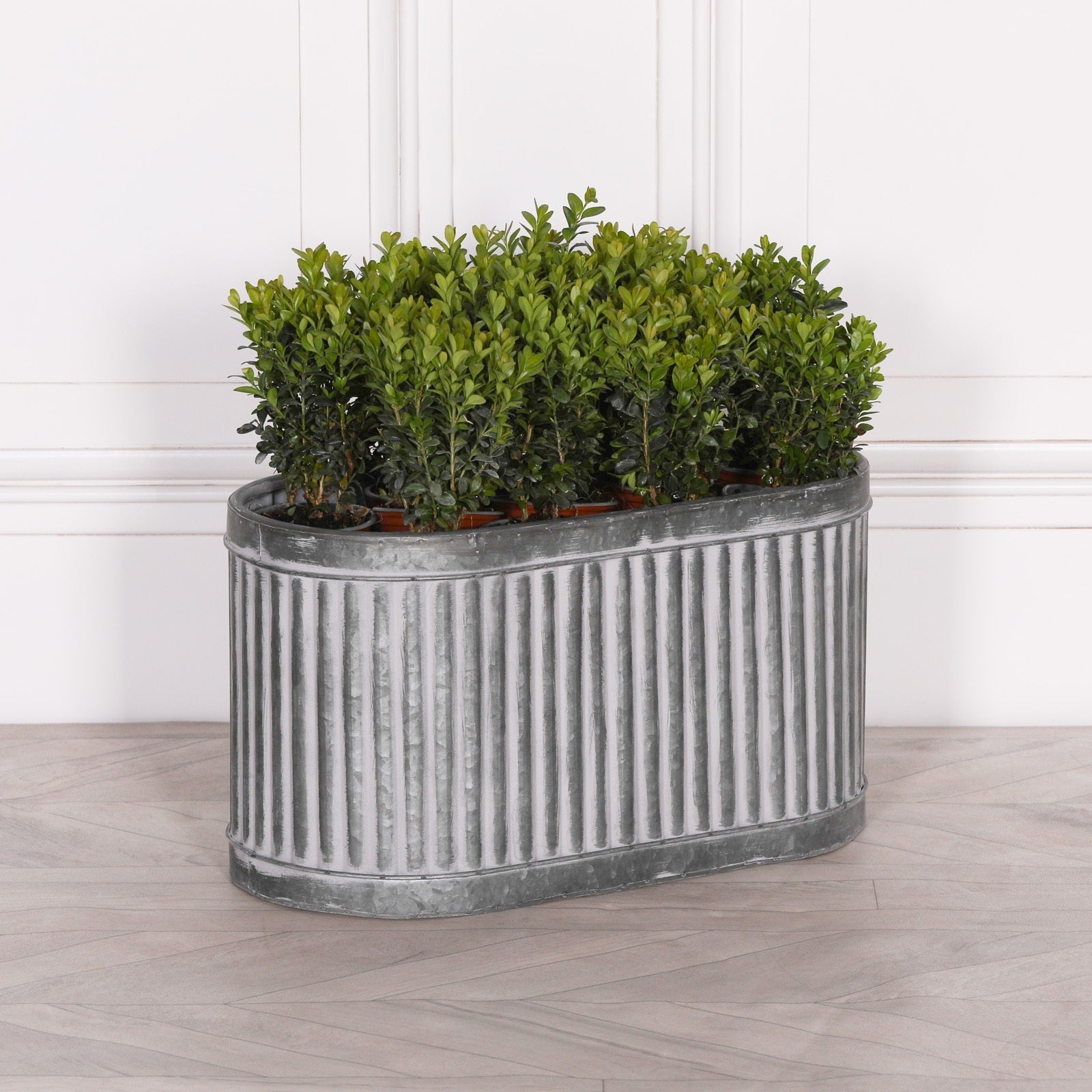 Ribbed Metal Planter - Medium
