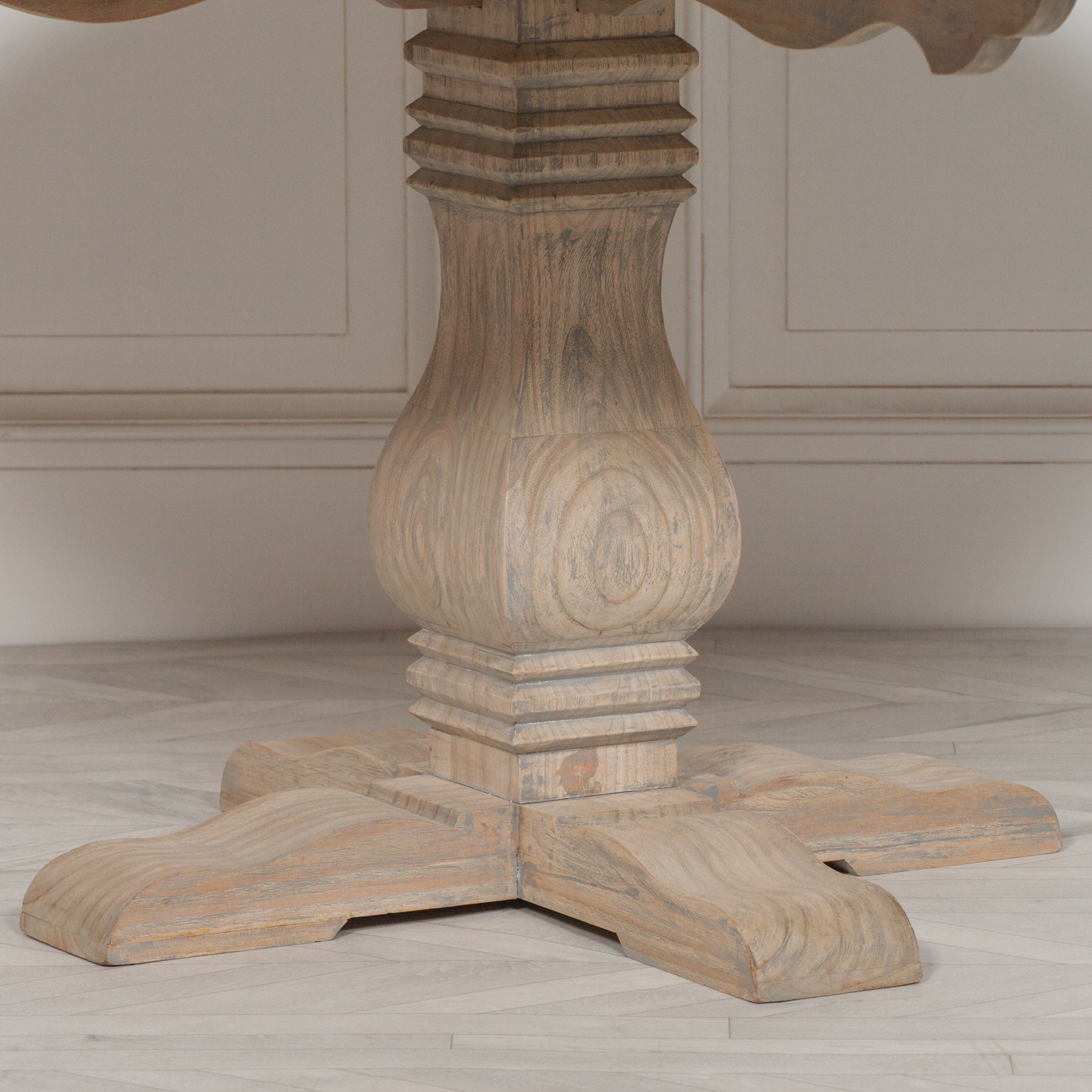Rustic Wooden Round Pedestal Dining Table
