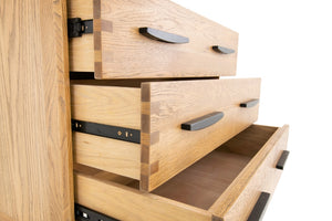 Bruen 3 drawer chest of drawers oak black