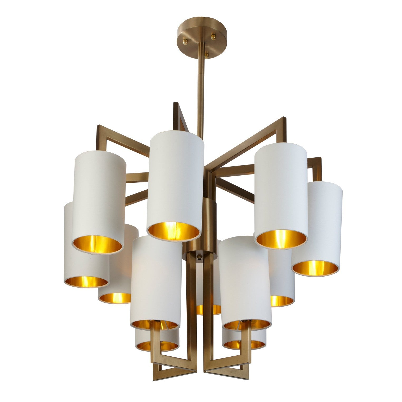 Demac Brushed Gold Chandelier Opal Shades