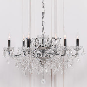 Chrome 6 Branch Shallow Cut Glass Chandelier