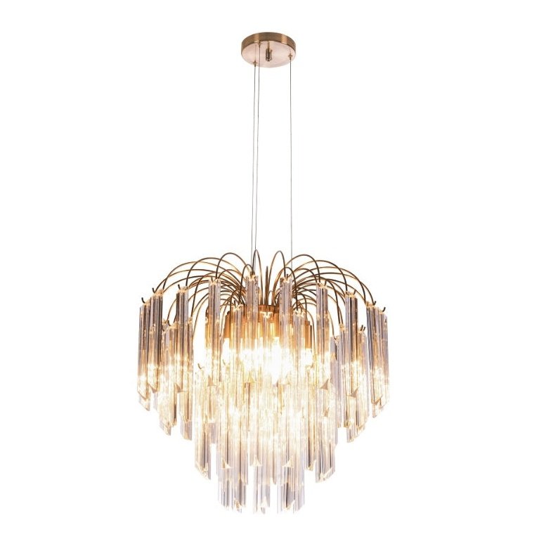 Iris Chandelier Antique Brass and Glass