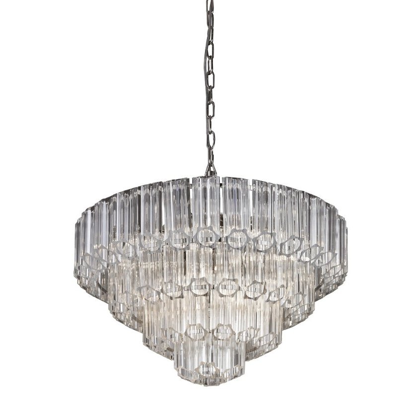Nassau Large Chandelier Nickel and Glass