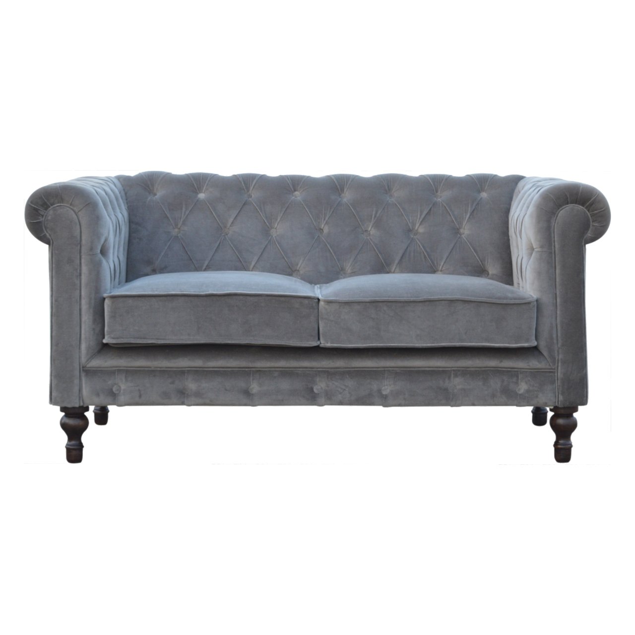 Grey sales velvet chesterfield