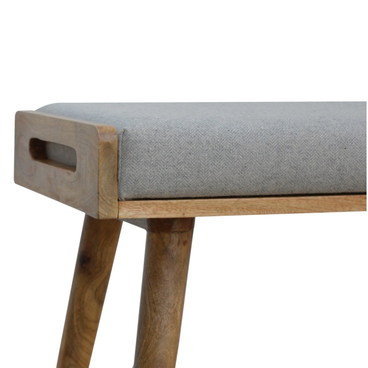 Grey Tweed Tray Style Footstool